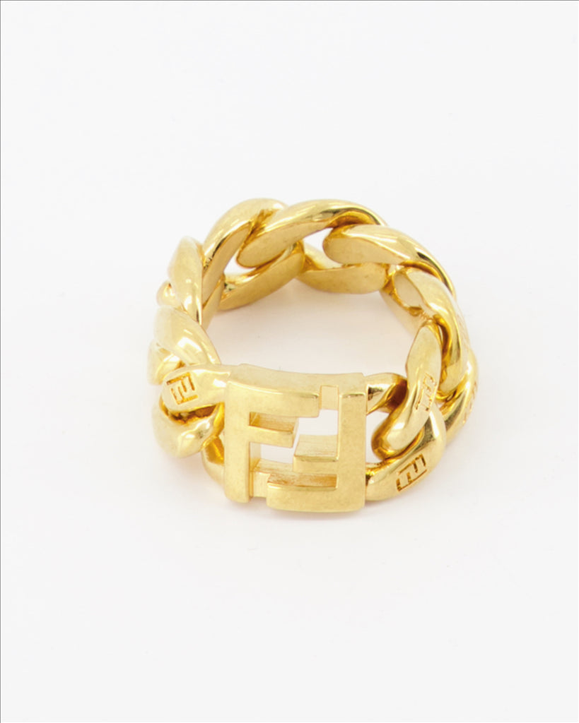 Fendi, Gold Chain Ring, Men's Luxury Ring, Designer Jewelry, High-End Accessories