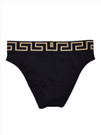Versace bikini bottoms, luxury swimwear, black bikini, women's swimwear, designer swimwear