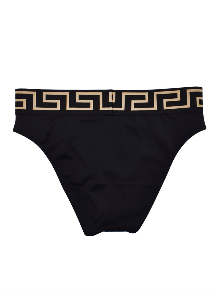 Versace bikini bottoms, luxury swimwear, black bikini, women's swimwear, designer swimwear