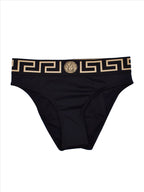 Versace bikini bottoms, luxury swimwear, black bikini, women's swimwear, designer swimwear