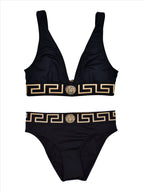 Versace bikini bottoms, luxury swimwear, black bikini, women's swimwear, designer swimwear