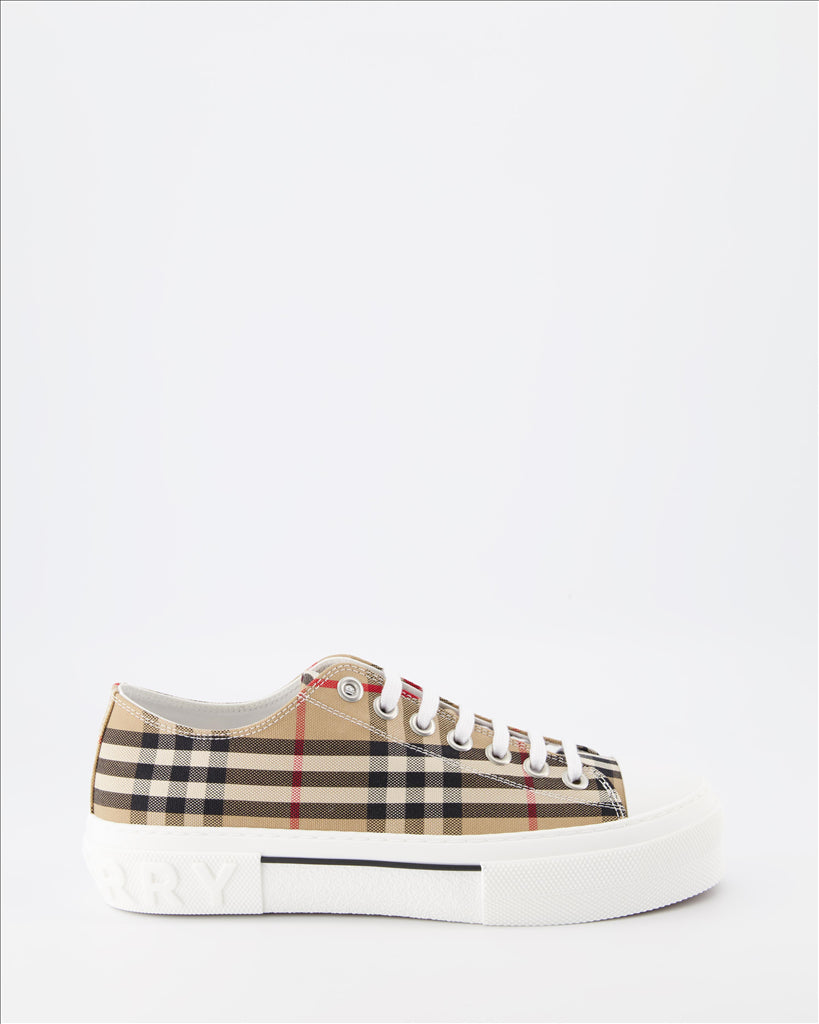 Burberry sneakers, luxury men's sneakers, checkered pattern shoes, beige sneakers, designer footwear for men