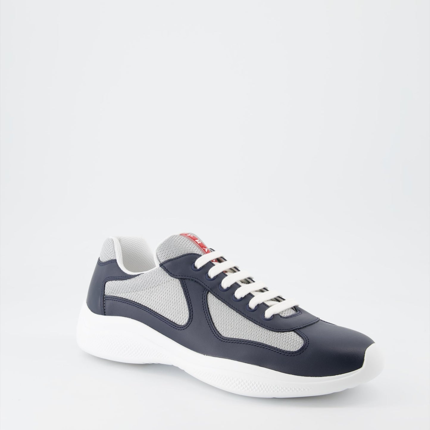 Prada sneakers, men's luxury footwear, America's Cup sneakers, blue-grey sneakers, high-end fashion sneakers