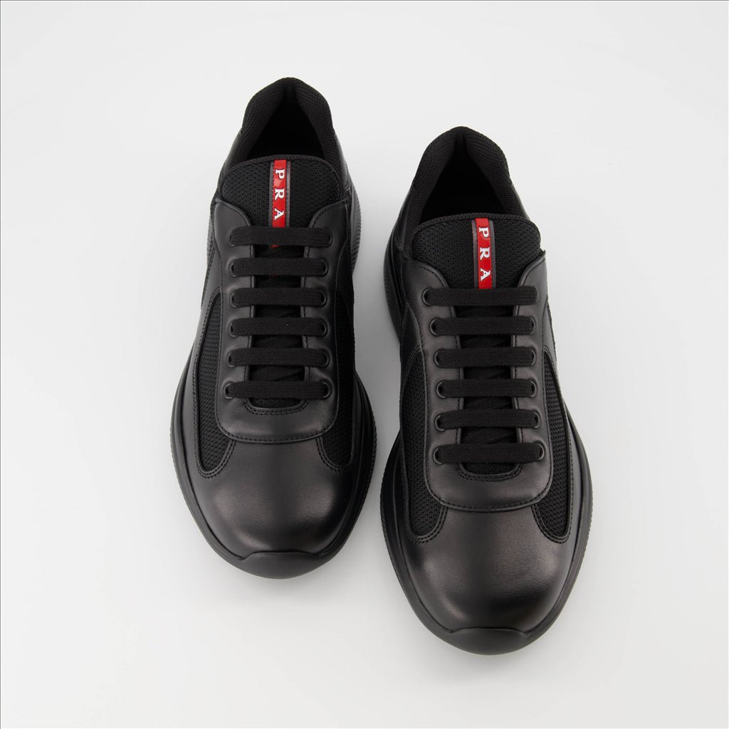 Prada, Men's Sneakers, Luxury, America's Cup, Black Shoes