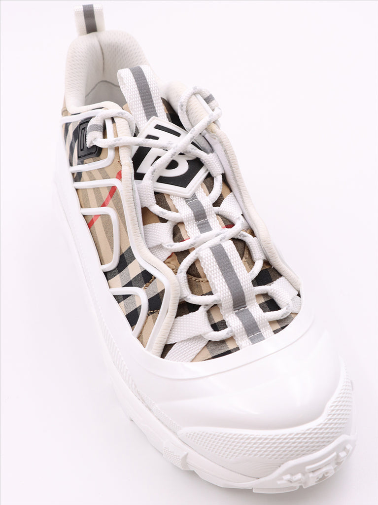 Burberry sneakers, luxury women's shoes, checkered sneakers, high-end footwear, Burberry Arthur shoes