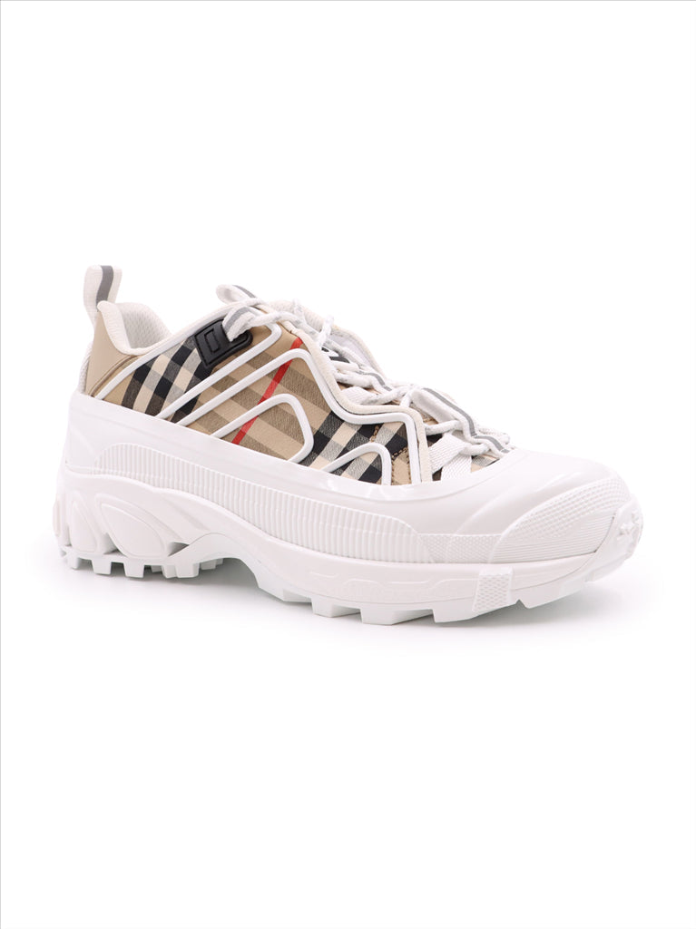 Burberry sneakers, luxury women's shoes, checkered sneakers, high-end footwear, Burberry Arthur shoes