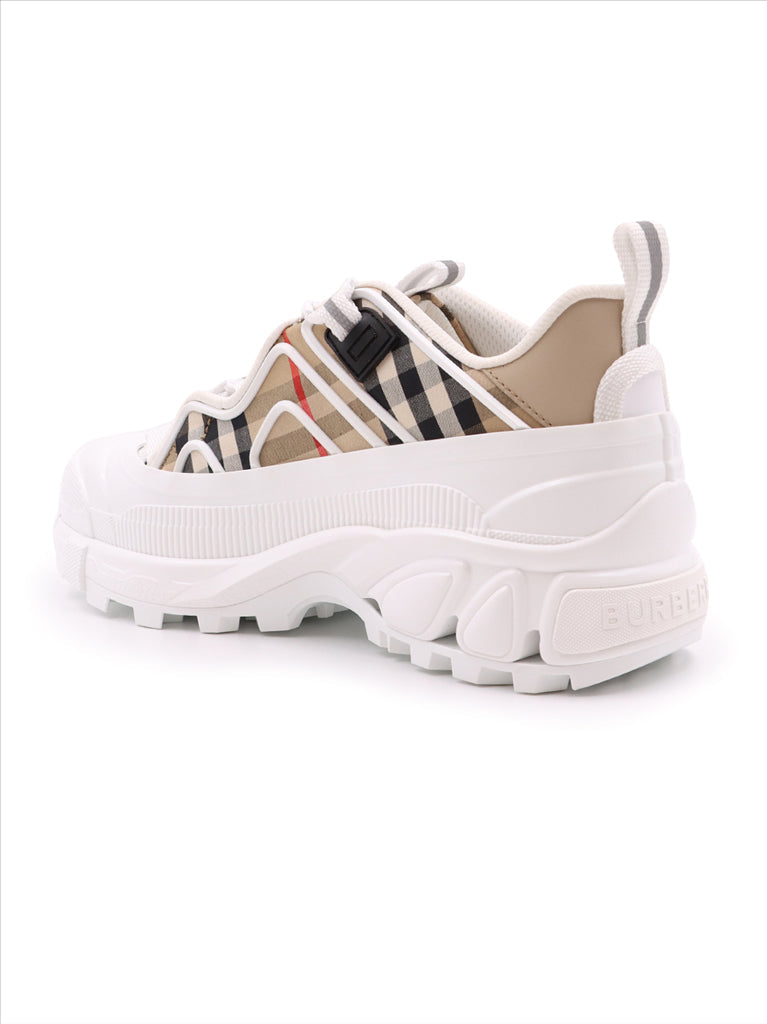 Burberry sneakers, luxury women's shoes, checkered sneakers, high-end footwear, Burberry Arthur shoes