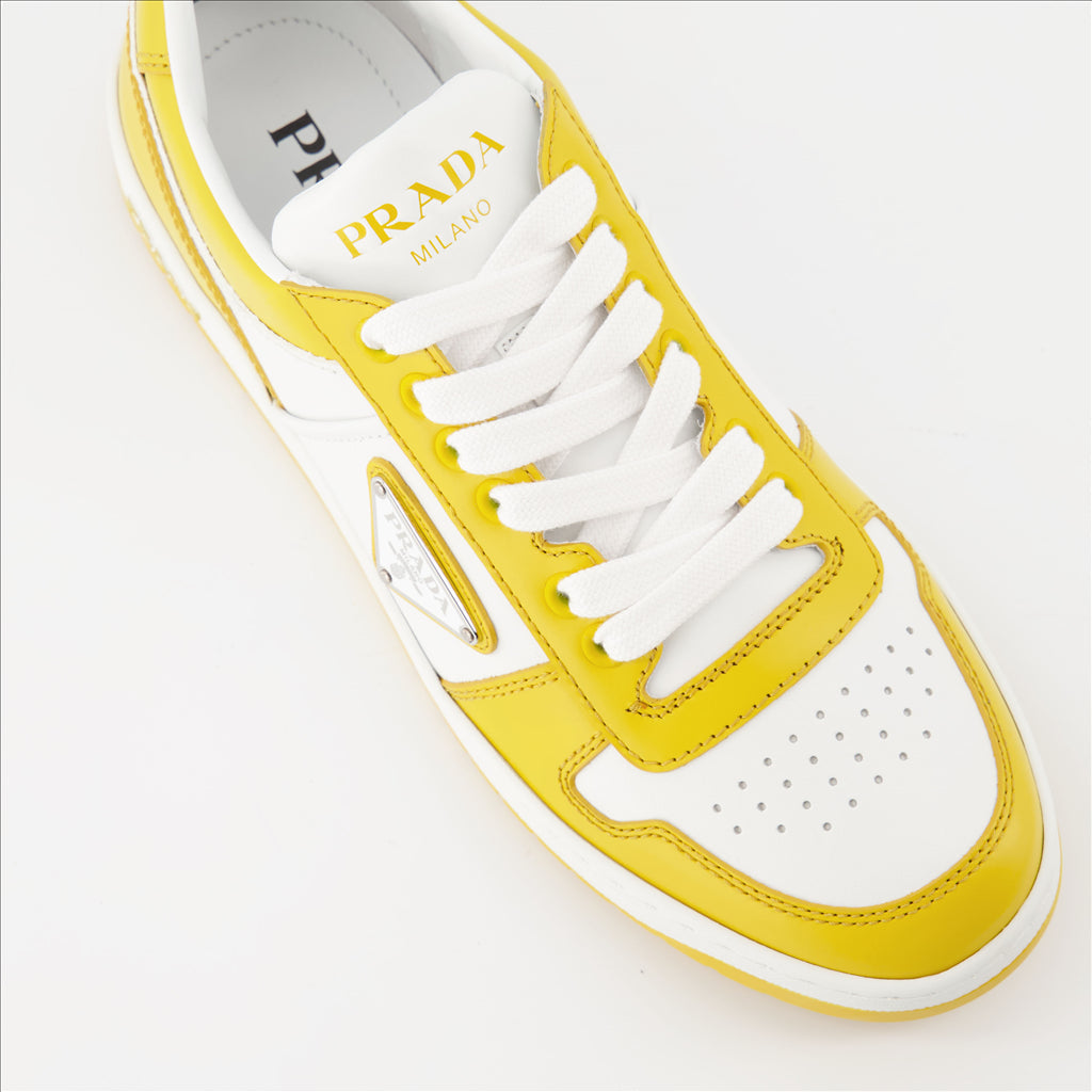 Prada, women's sneakers, luxury footwear, Downtown yellow, urban style