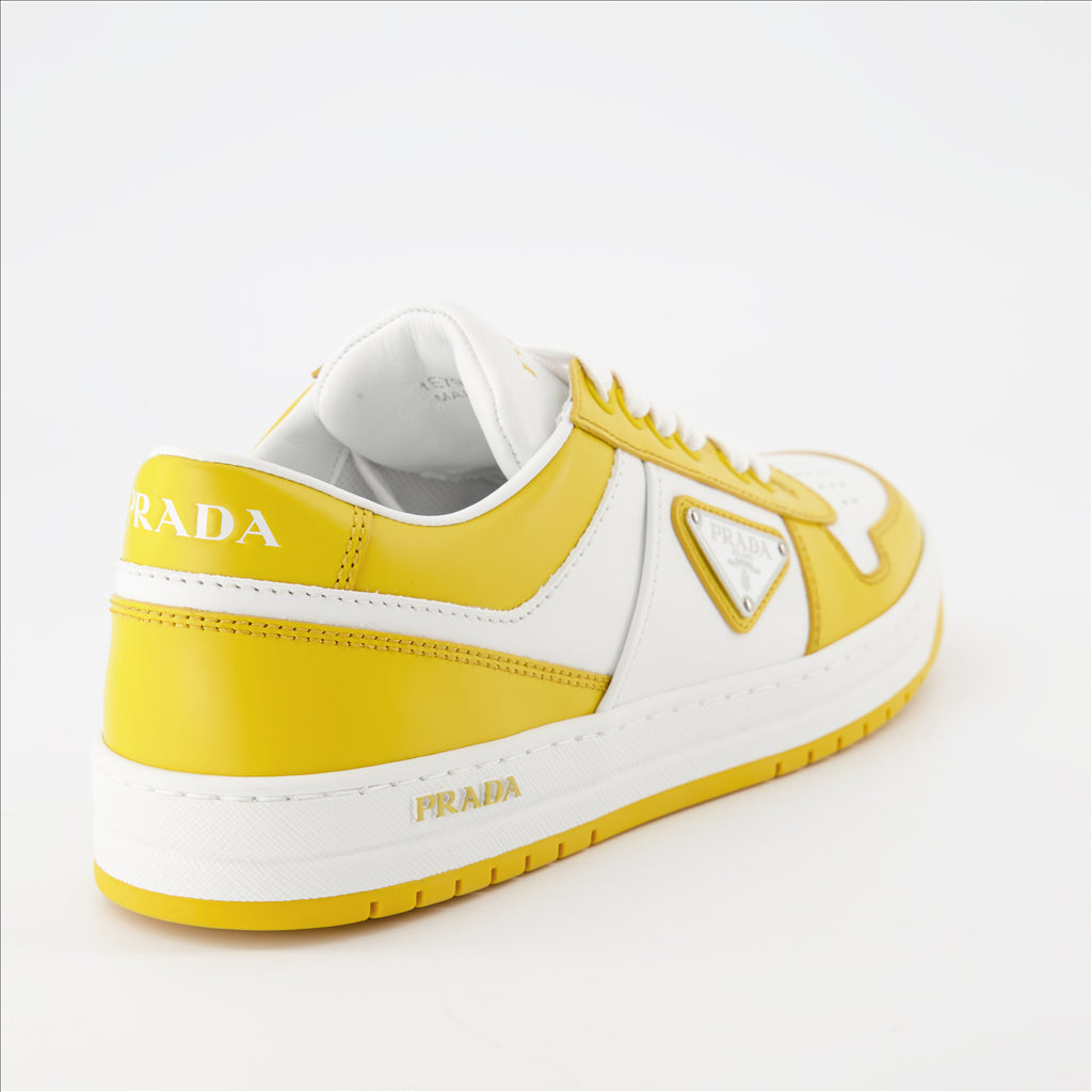 Prada, women's sneakers, luxury footwear, Downtown yellow, urban style