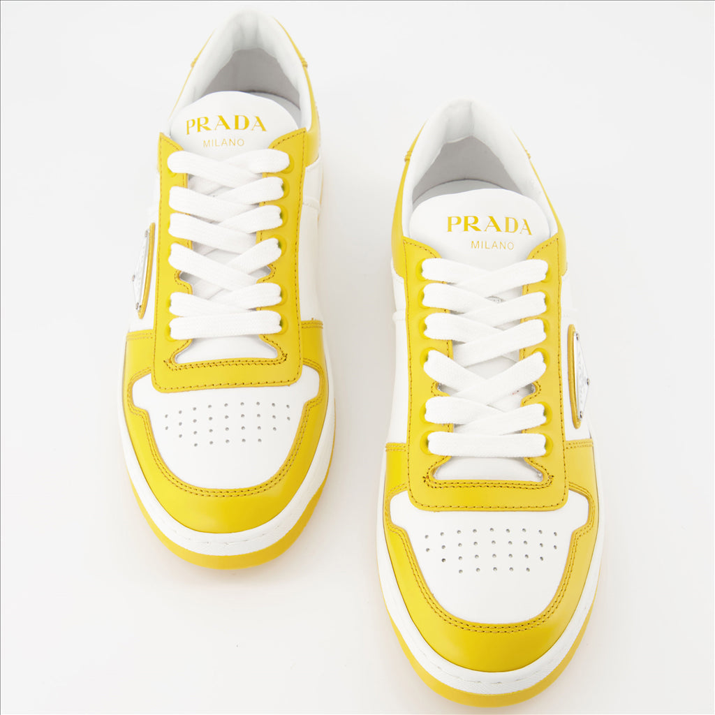 Prada, women's sneakers, luxury footwear, Downtown yellow, urban style