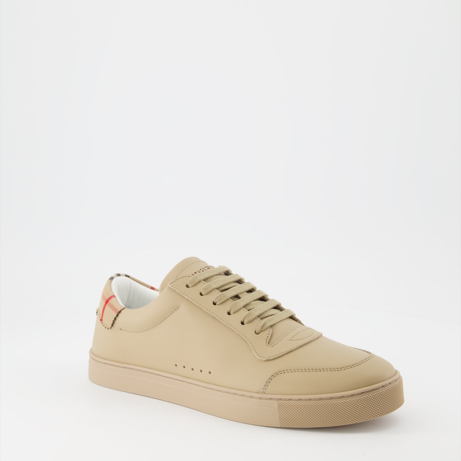 Burberry, Leather Sneakers, Check Pattern, Men's Luxury Sneakers, High-end Footwear