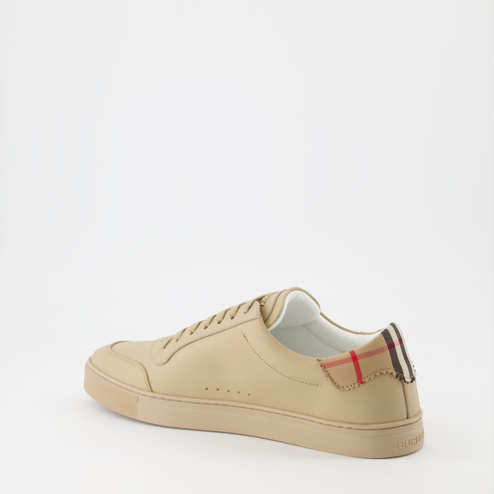 Burberry, Leather Sneakers, Check Pattern, Men's Luxury Sneakers, High-end Footwear