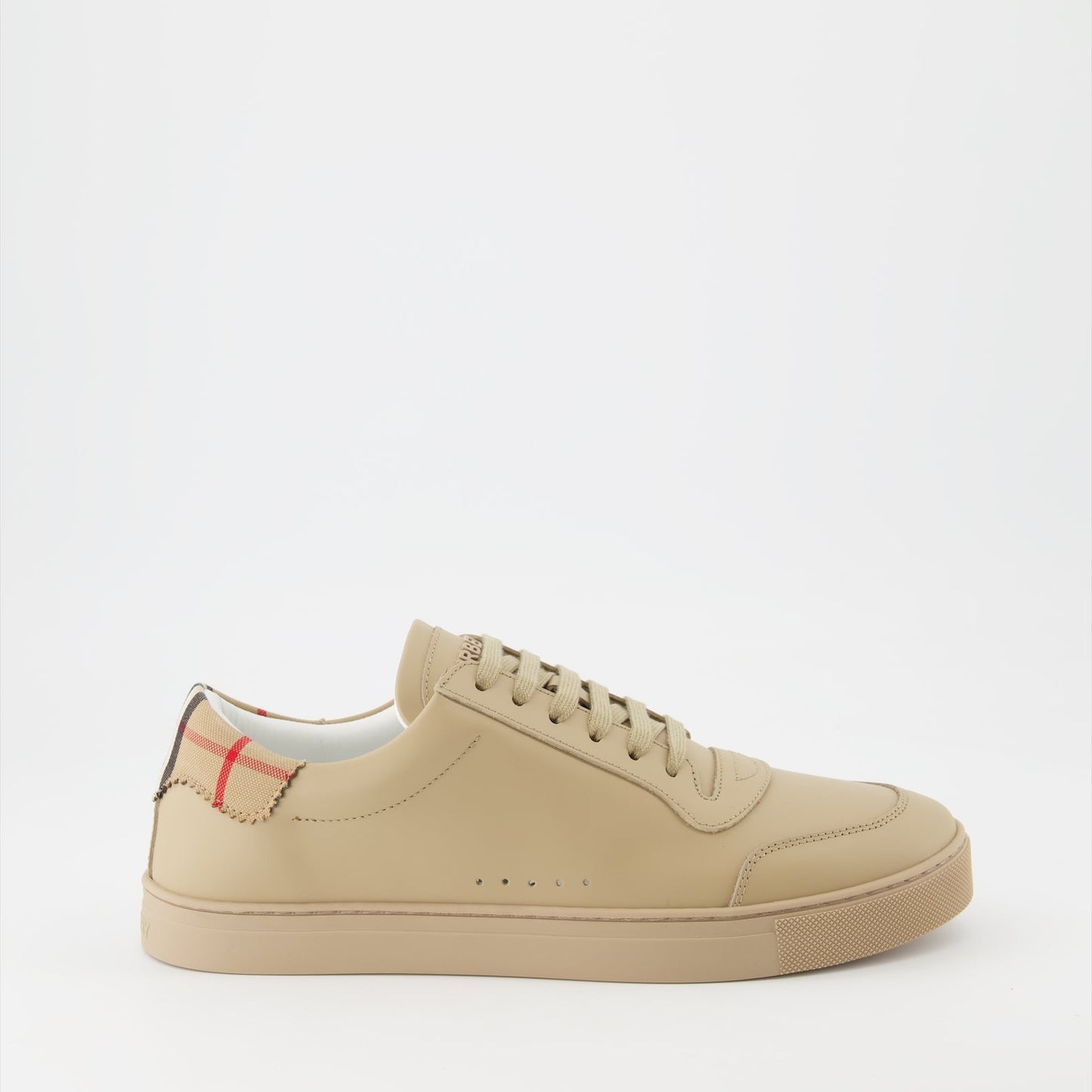 Burberry, Leather Sneakers, Check Pattern, Men's Luxury Sneakers, High-end Footwear