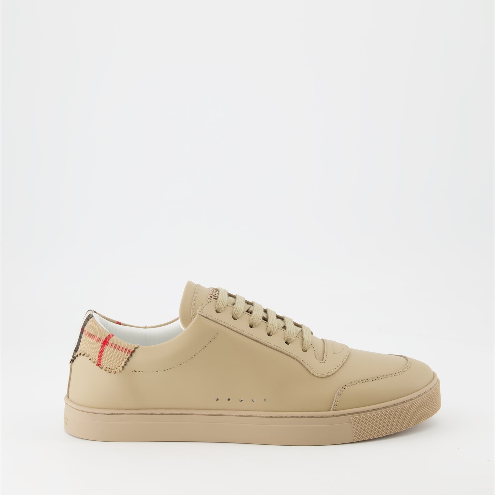 Burberry, Leather Sneakers, Check Pattern, Men's Luxury Sneakers, High-end Footwear