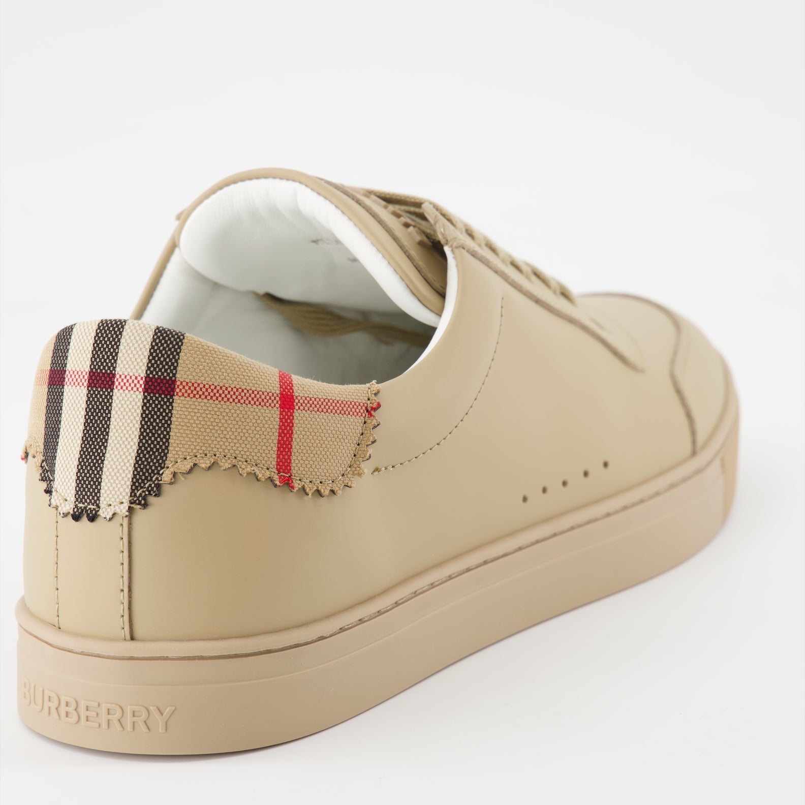 Burberry, Leather Sneakers, Check Pattern, Men's Luxury Sneakers, High-end Footwear