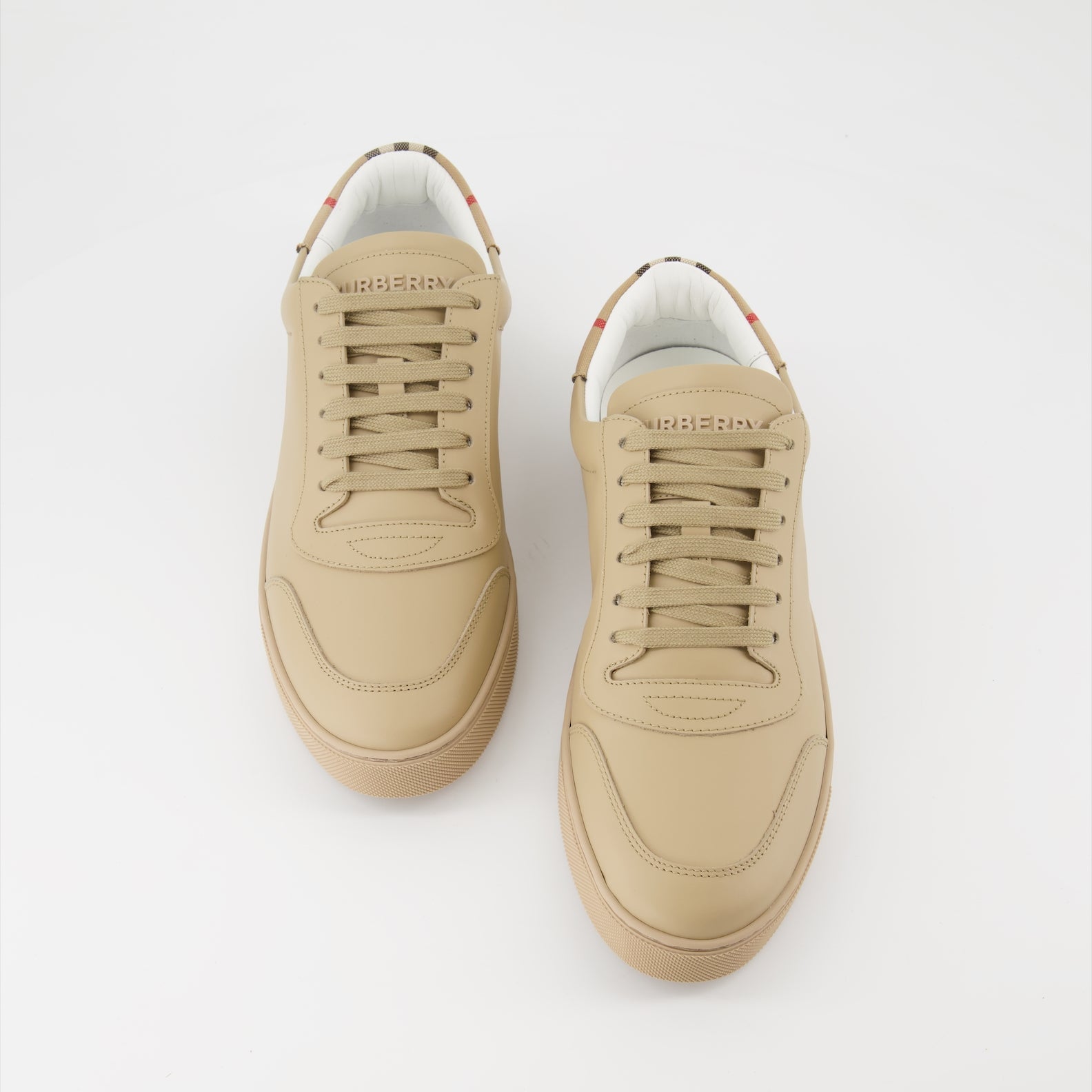 Burberry, Leather Sneakers, Check Pattern, Men's Luxury Sneakers, High-end Footwear