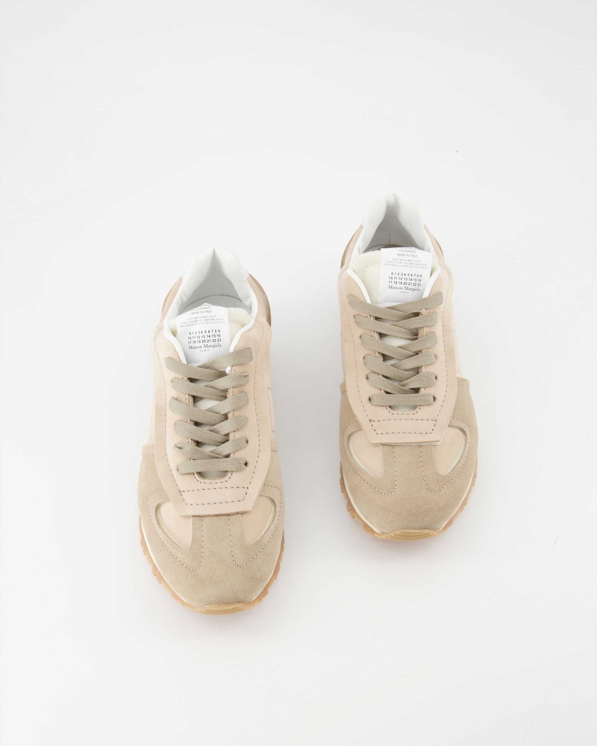 Women's sneakers, Maison Margiela, beige suede, luxury, elegance