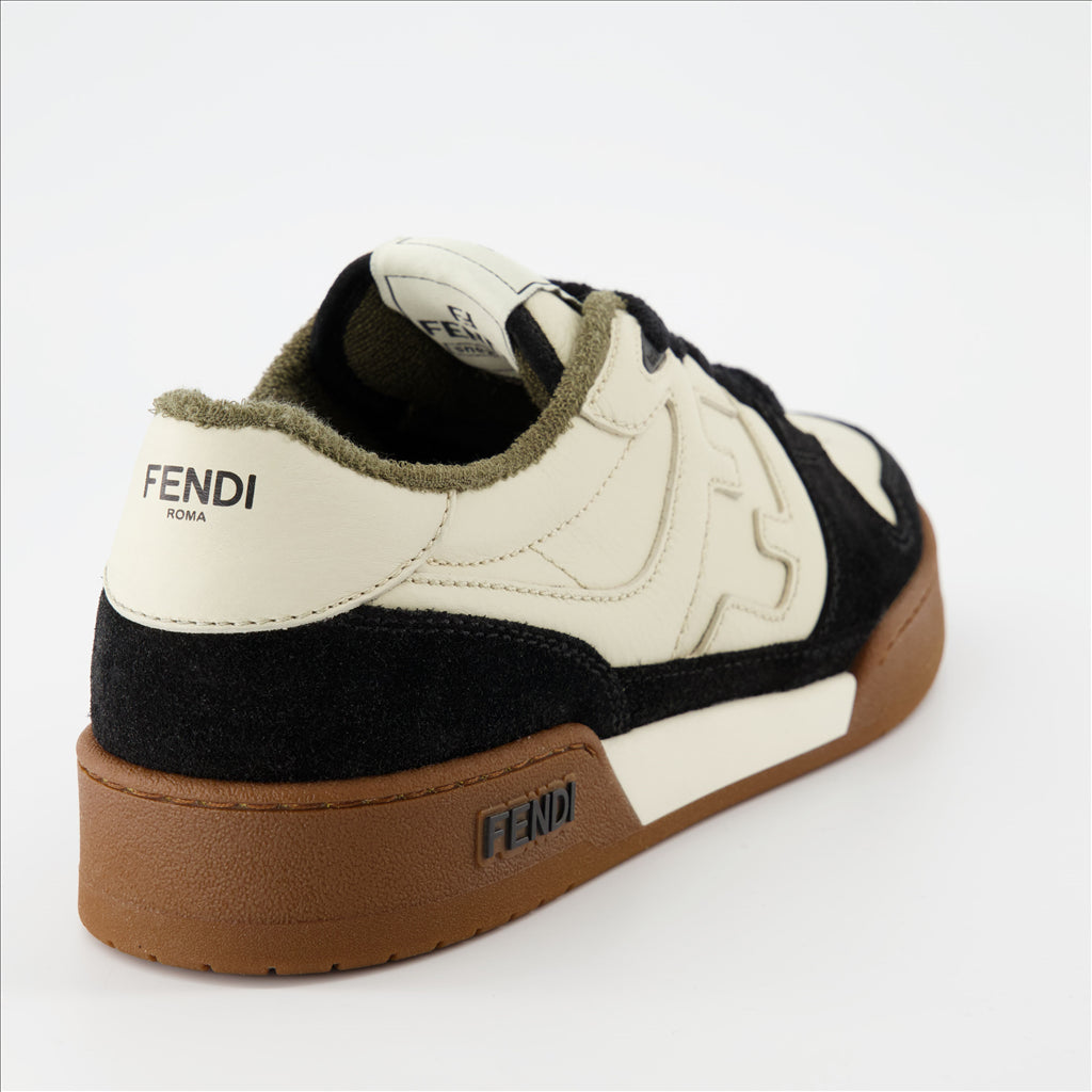 Image of Fendi Match Black-Beige Sneakers by Fendi for Men - Season Autumn-Winter 2024 - Back View