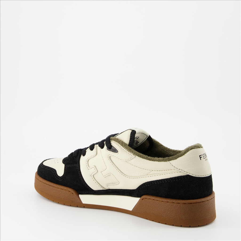 Image of Fendi Match Black-Beige Sneakers by Fendi for Men - Season Autumn-Winter 2024 - Back Right Three-Quarter View