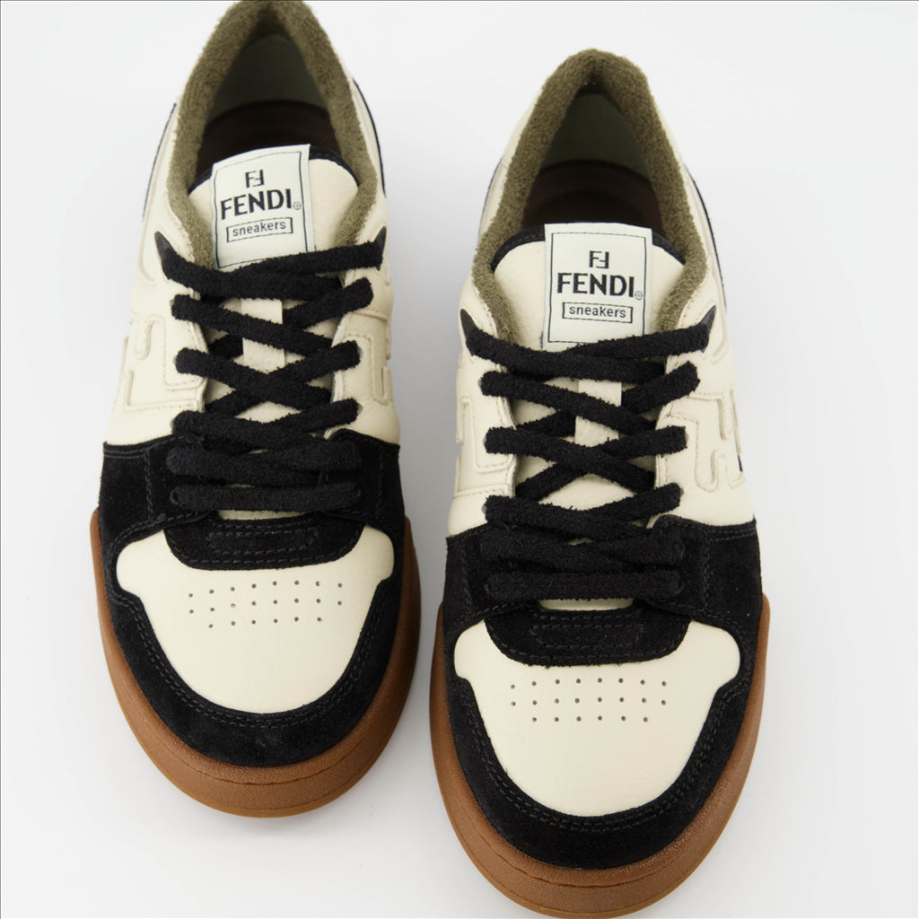 Image of Fendi Match Black-Beige Sneakers by Fendi for Men - Season Autumn-Winter 2024 - Top View Pair