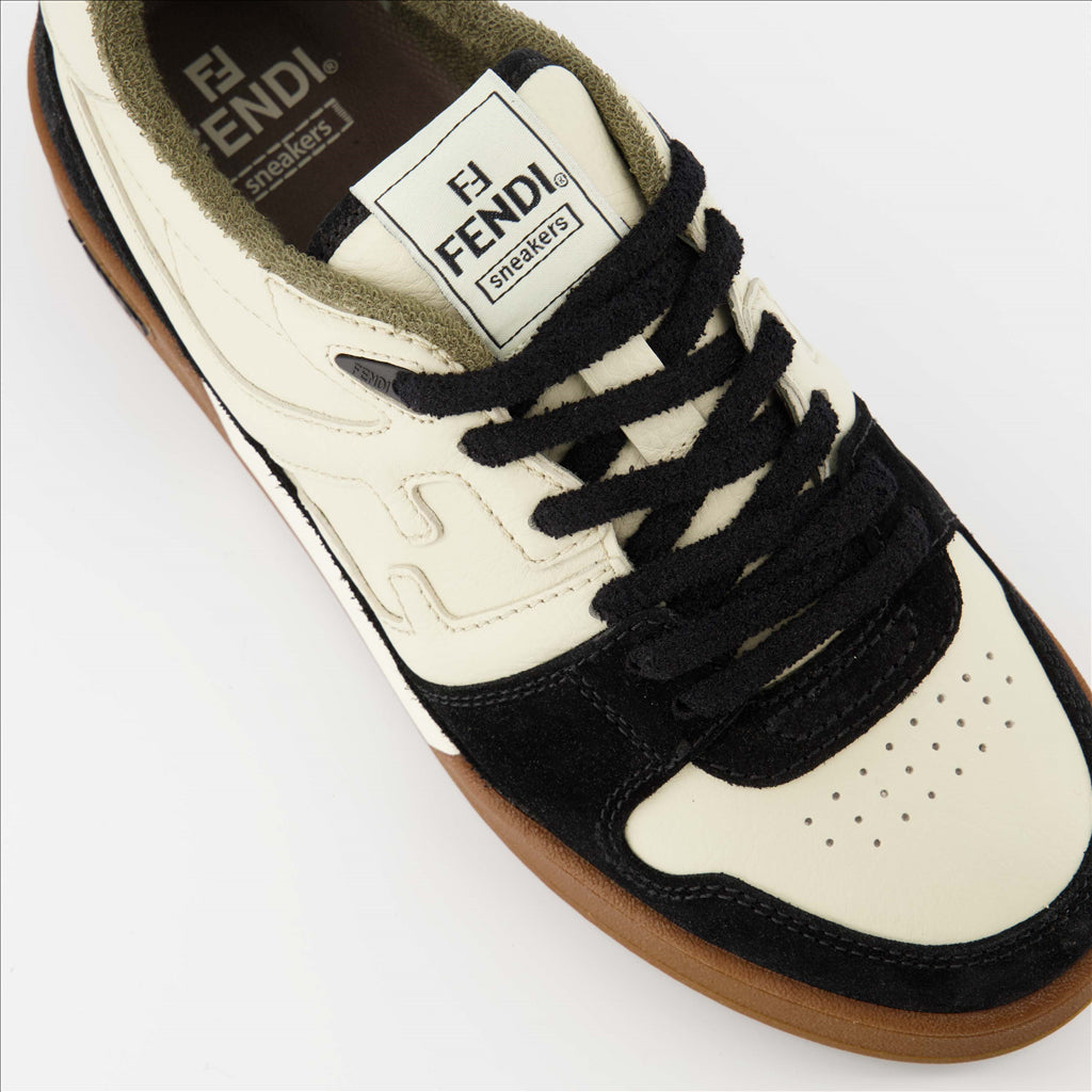 Image of Fendi Match Black-Beige Sneakers by Fendi for Men - Season Autumn-Winter 2024 - Top Detail View