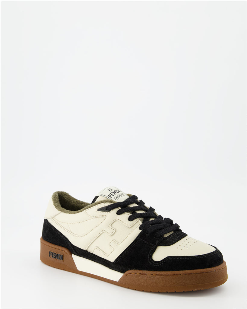 Image of Fendi Match Black-Beige Sneakers by Fendi for Men - Season Autumn-Winter 2024 - Front Right Three-Quarter View