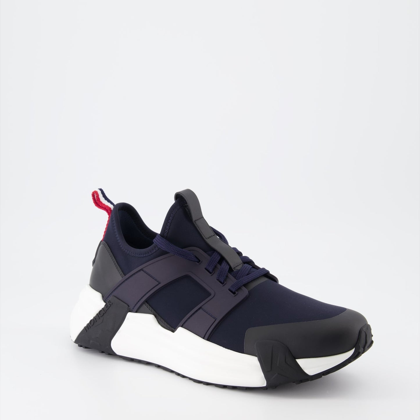 Moncler sneakers, luxury men's shoes, navy blue sneakers, high-end footwear, Lunarove Moncler