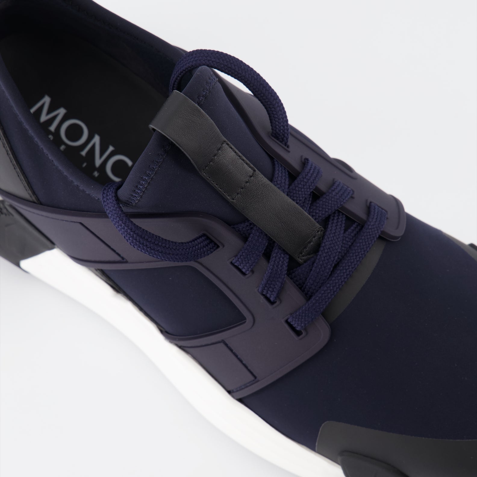 Moncler sneakers, luxury men's shoes, navy blue sneakers, high-end footwear, Lunarove Moncler