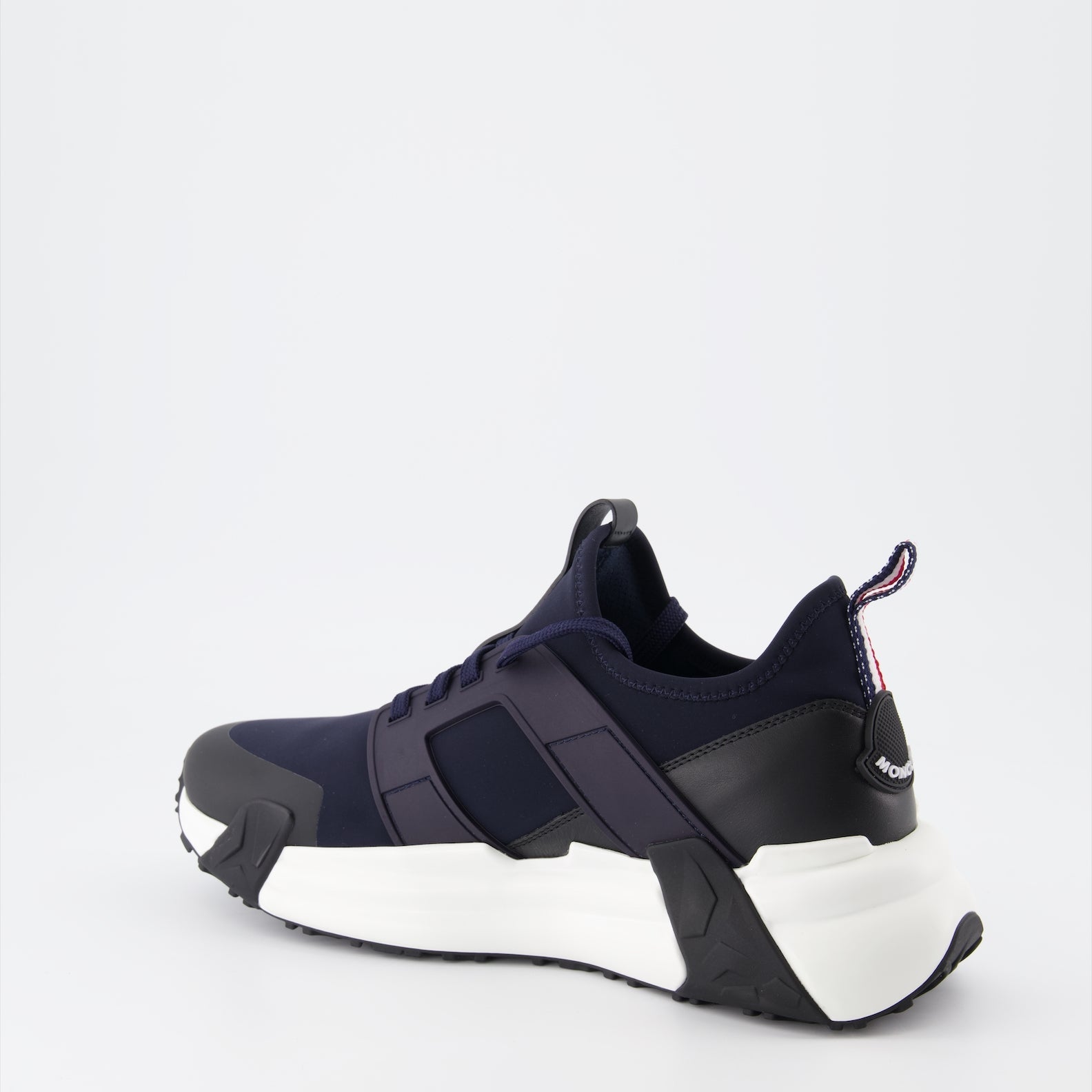 Moncler sneakers, luxury men's shoes, navy blue sneakers, high-end footwear, Lunarove Moncler