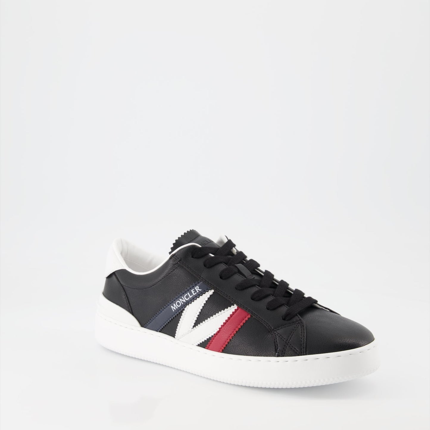 Moncler sneakers, black leather sneakers, luxury men's footwear, designer sneakers, Moncler Monaco