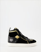 Giuseppe Zanotti sneakers, high-top leather sneakers, luxury women's sneakers, designer footwear, elegant sneakers