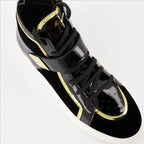 Giuseppe Zanotti sneakers, high-top leather sneakers, luxury women's sneakers, designer footwear, elegant sneakers
