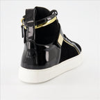 Giuseppe Zanotti sneakers, high-top leather sneakers, luxury women's sneakers, designer footwear, elegant sneakers