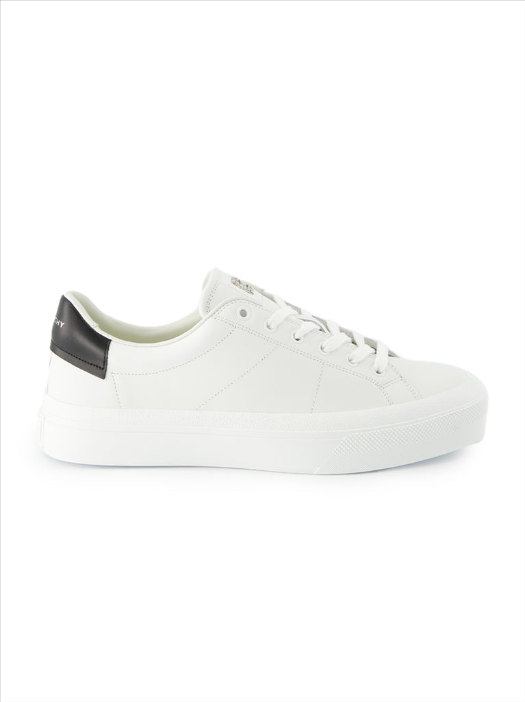 Givenchy men, luxury sneakers, black leather, elegant shoes, two-tone design