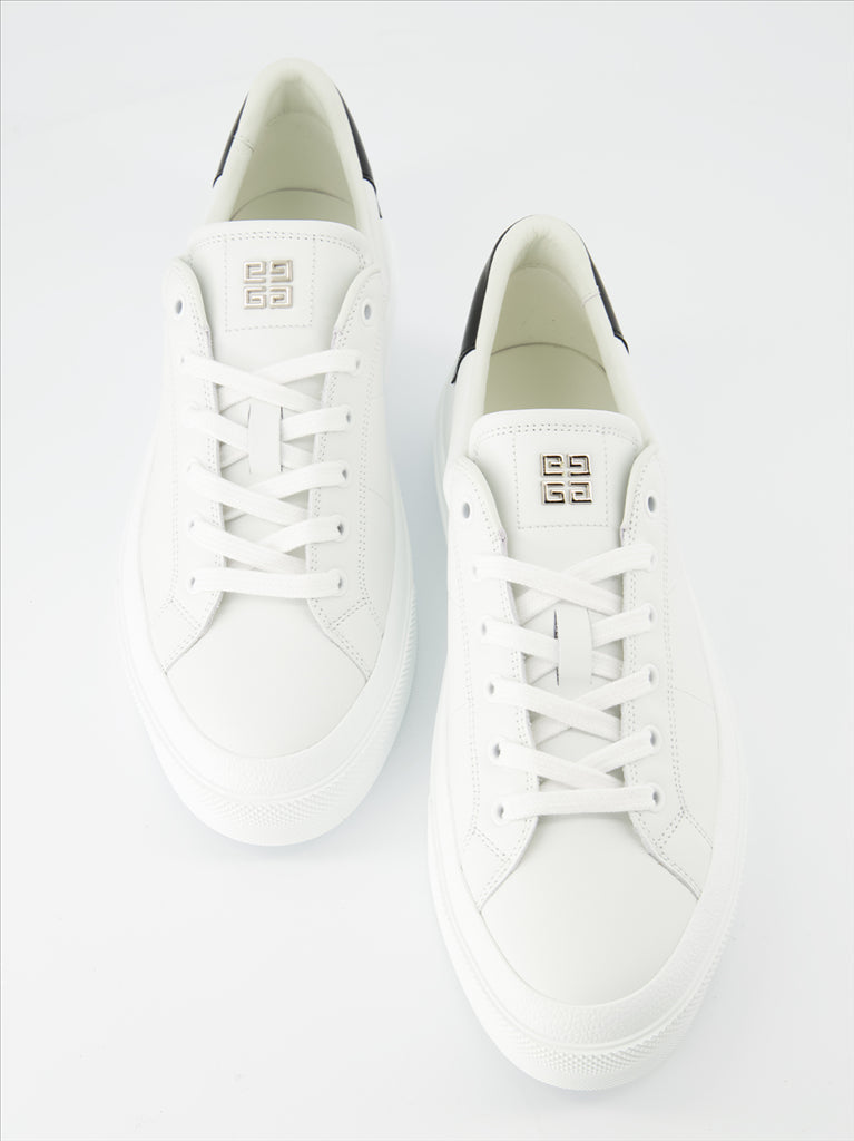 Givenchy men, luxury sneakers, black leather, elegant shoes, two-tone design