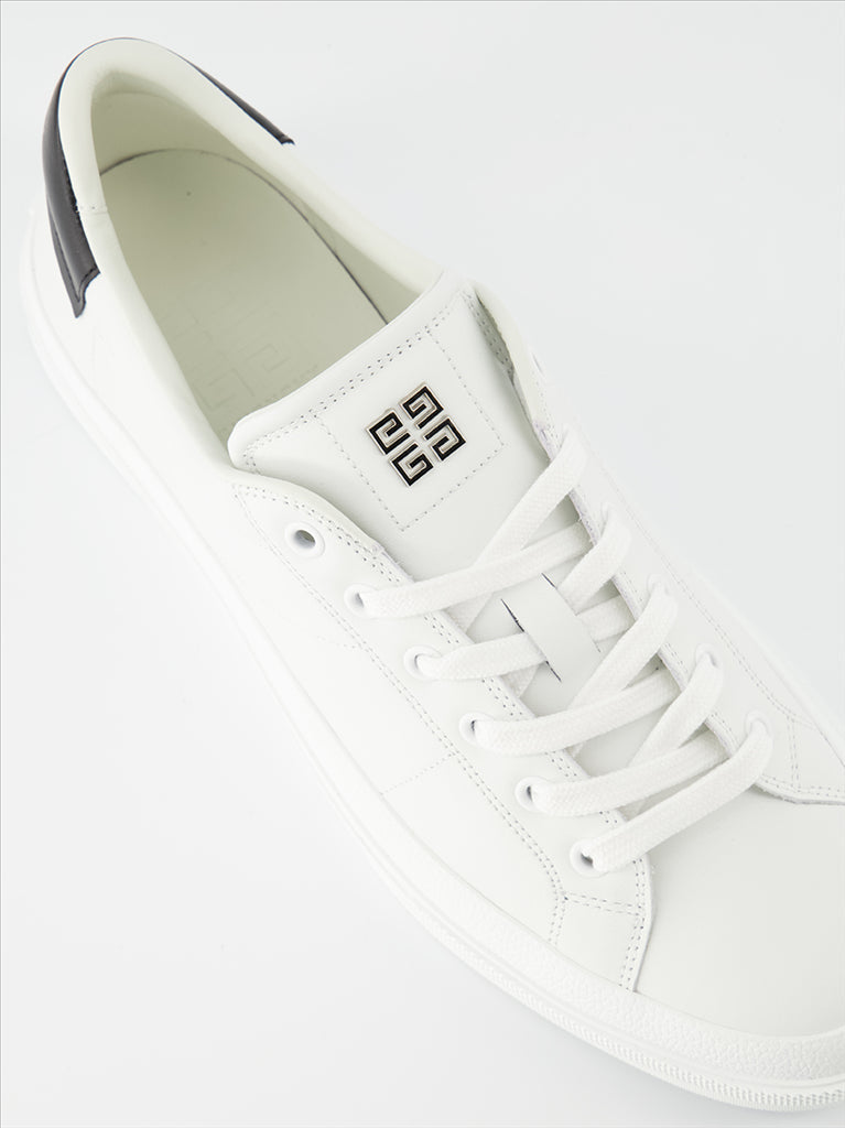 Givenchy men, luxury sneakers, black leather, elegant shoes, two-tone design