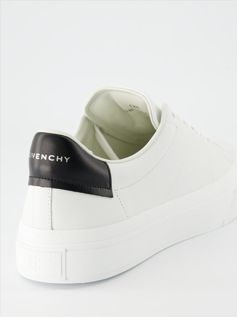 Givenchy men, luxury sneakers, black leather, elegant shoes, two-tone design