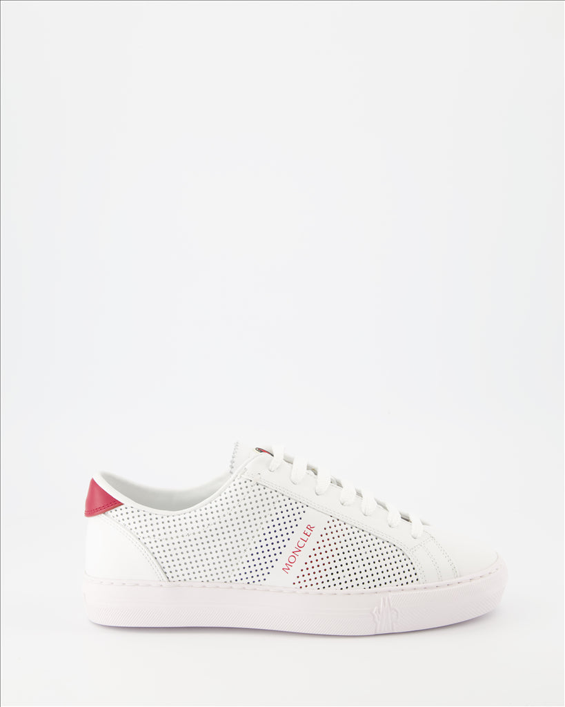 Moncler, New Monaco sneakers, luxury men's shoes, perforated white leather, Moncler sneakers