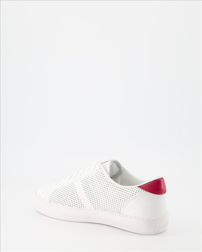 Moncler, New Monaco sneakers, luxury men's shoes, perforated white leather, Moncler sneakers