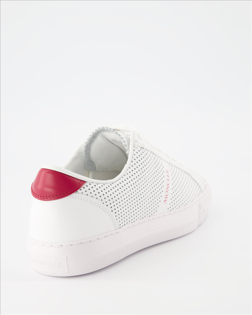 Moncler, New Monaco sneakers, luxury men's shoes, perforated white leather, Moncler sneakers