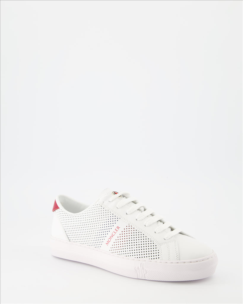 Moncler, New Monaco sneakers, luxury men's shoes, perforated white leather, Moncler sneakers