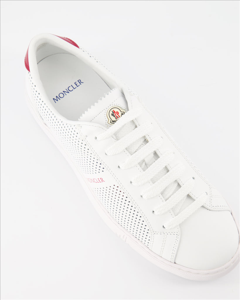 Moncler, New Monaco sneakers, luxury men's shoes, perforated white leather, Moncler sneakers