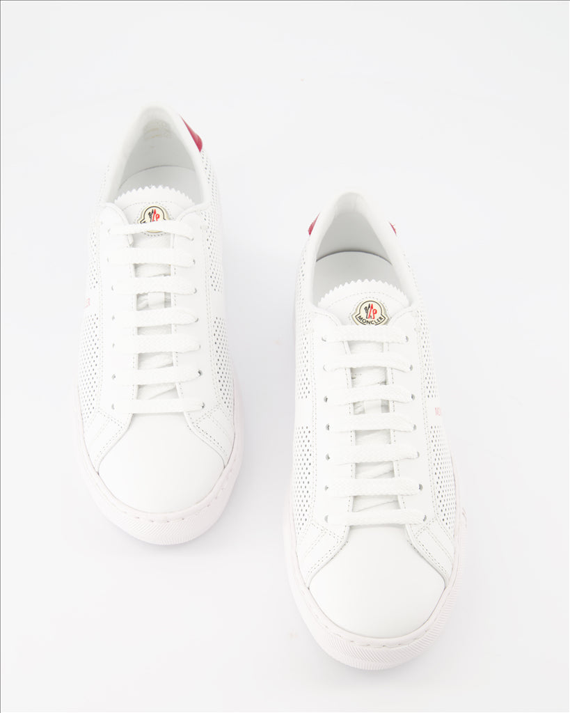 Moncler, New Monaco sneakers, luxury men's shoes, perforated white leather, Moncler sneakers