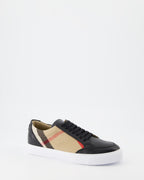 Image of Classic Checked Leather Sneakers by Burberry for Women - Season Spring-Summer 2024 - Back Right Three-Quarter View