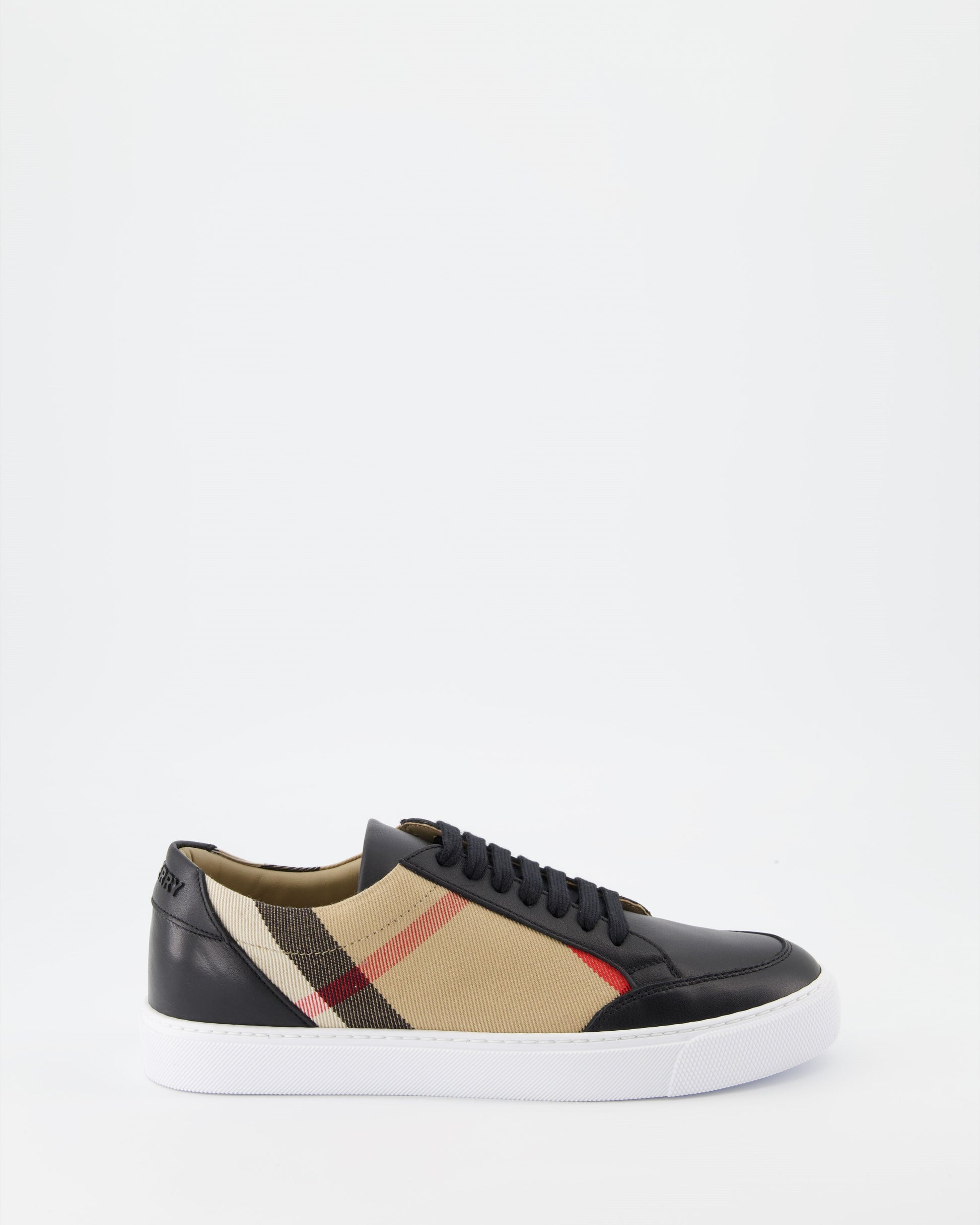 Burberry sneakers, women's luxury sneakers, checked leather sneakers, high-end fashion, Burberry footwear