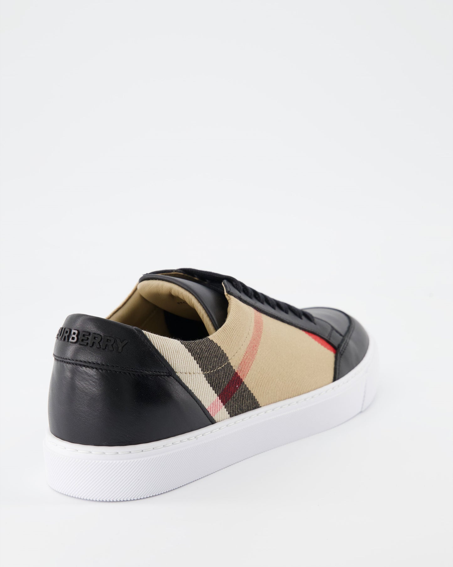 Burberry sneakers, women's luxury sneakers, checked leather sneakers, high-end fashion, Burberry footwear