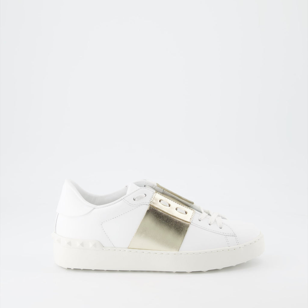 Valentino Garavani, Women's luxury sneakers, Gold-white sneakers, Designer footwear, High-end fashion