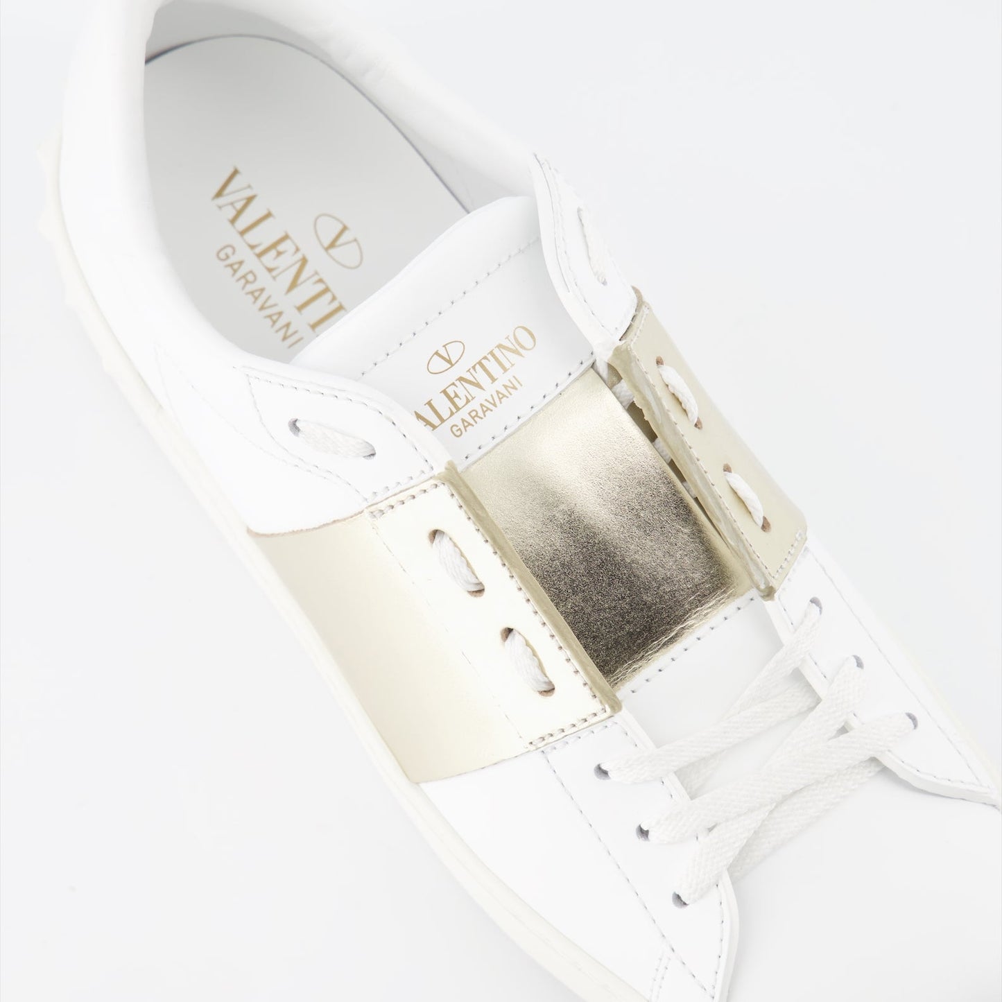 Valentino Garavani, Women's luxury sneakers, Gold-white sneakers, Designer footwear, High-end fashion