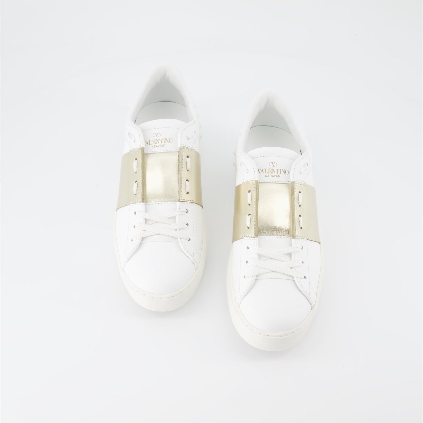 Valentino Garavani, Women's luxury sneakers, Gold-white sneakers, Designer footwear, High-end fashion