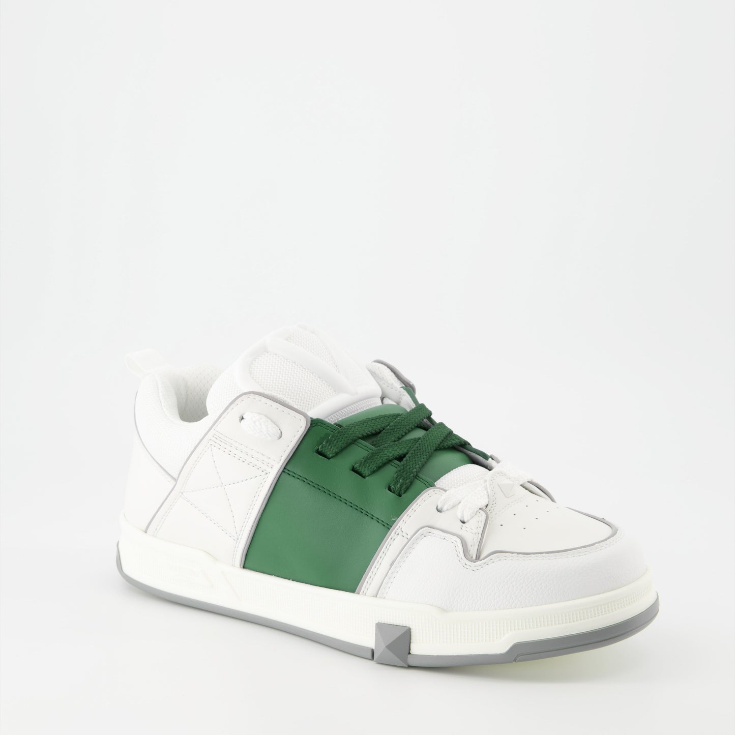 Valentino sneakers, luxury men's footwear, designer green sneakers, high-end skate shoes, white leather sneakers